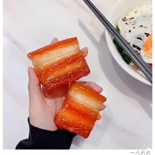 INS Funny pork belly wireless bluetooth headset case for airpods 1 2 pro silicone cute earphone protective case with hook