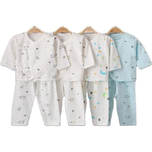 Summer Newborn Clothes Sets Long Sleeve Coat+Open Crotch Pants 2PCS Girl Sets Baby Boys Clothes Cotton Baby Girls Clothing Suits