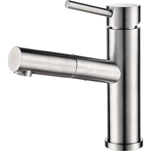 Stainless steel pull short hot and cold basin tap pull ramen basin tap under the washbasin tap