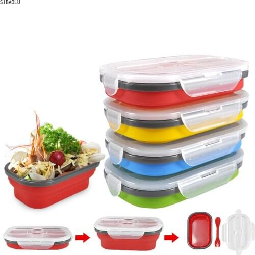Kitchen Accessories Portable Lunch Bowl Folding Food Storage Box Food Container Lunch Boxes Travel Silicone Bento Lunch Box