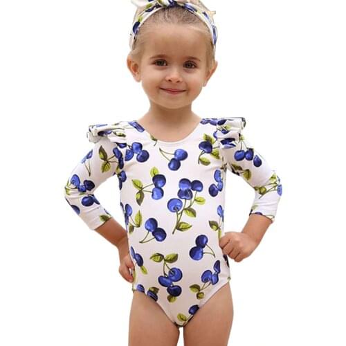 Kids Girl Bubble Long Sleeve Children Swimwear One Piece Rash Guard For Baby Girl Summer Bathing Suit UPF50 Little Girl Swimsuit