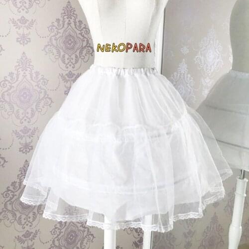 Princess Sweet White Lace Lolita Petticoat/Bustle/Pannier/Tutu Skirt for Short Dress Double Steel Ring Monolayer Yarn Cosplay