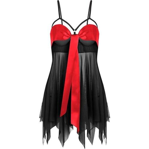 Fashion Sexy Nightdress Deep V Lace Sleepwear Nightwear Women Lingerie Bow Night Dress Sleepwear Women Nighties Sleeveless