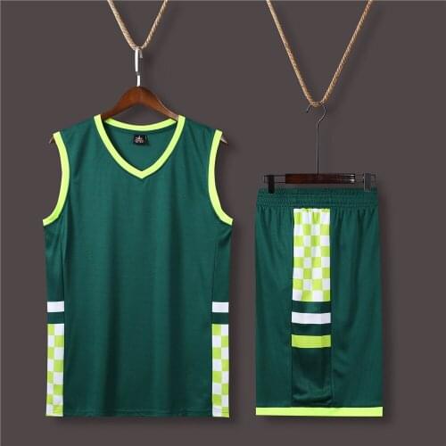 XBFX108 Summer Mens Basketball Uniform 7 Color Choices V Neck Side Panels Jerseys Shorts With Elastic Waistband And Drawstring
