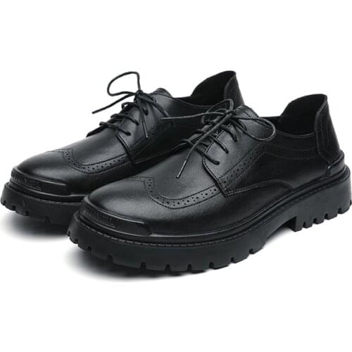 A103 Mens Leather Comfortable Wear-resistant Casual Work Shoes Lace-up Brock Martin Mens Shoes Youth Leather Shoes for Men