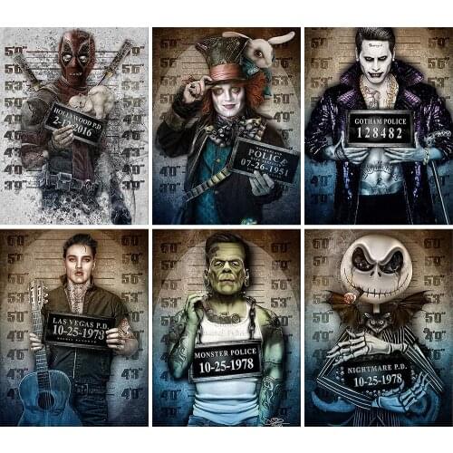 5D DIY Diamond Painting Horror Movie Marvel Criminal Photos Full Square Round Embroidery Mosaic Set Cross Stitch Home Decor Gift