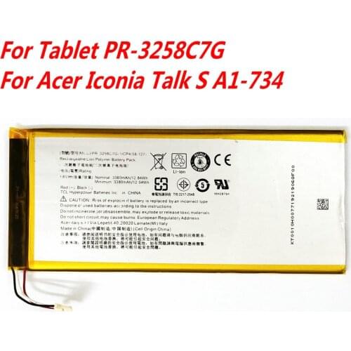 NEW Original 3300mAh PR-3258C7G battery For Tablet PR-3258C7G Acer Iconia Talk S A1-734 Tablet