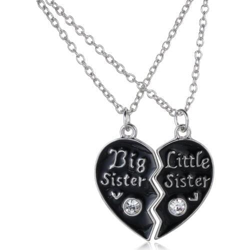 2PCS/set Sisters Pendant Necklace Broken Heart Puzzle Jewelry Unique Gifts Charms Family Couple Necklaces for Sister Women