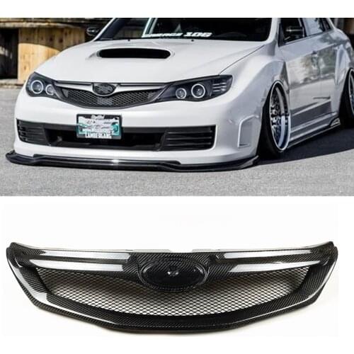 Real Carbon Fiber Front Bumper Racing Grill Grille For 2008 2009 2010 Subaru Impreza WRX STi Exterior Car Accessories Body Kits