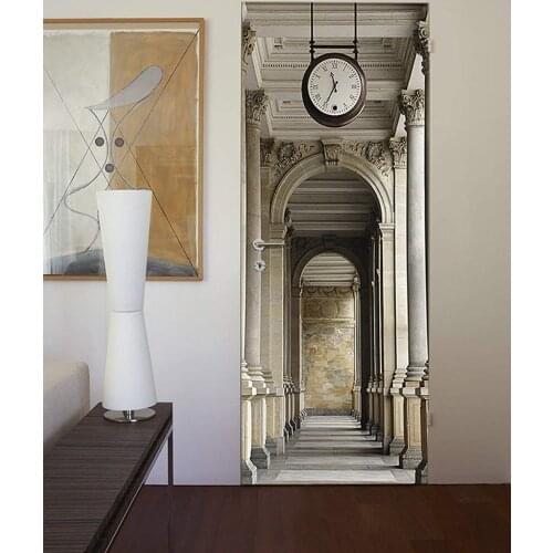 3D Customized Noble Hallway Door Mural Wallpaper mural Wall Print Decal Wall Mural Photo self adhesive door wrap