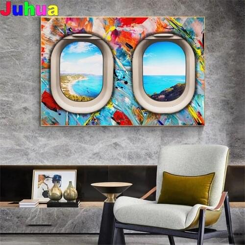 Airplane Window Scenery 5D DIY diamond painting,full drill landscape diamond embroidery gift mosaic diamond stitch home decor