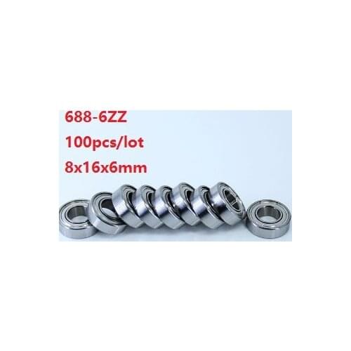 100pcs/lot 688-6ZZ 688 ZZ/W6 bearing shielded 8x16x6mm deep groove ball bearings 8*16*6mm