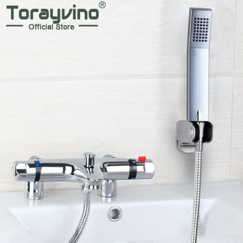 Contemporary Simple Delicate Shower Faucet Auto-Thermostat Control Wall Mounted Chrome Polished Hot Cold Water Excellent Mixer
