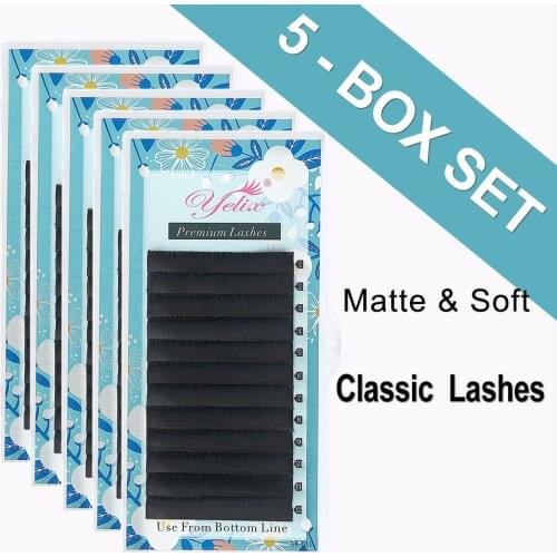 Yelix 5cases High quality faux mink eyelash extension Matte individual lashes cc Curl fake false eyelashes for building