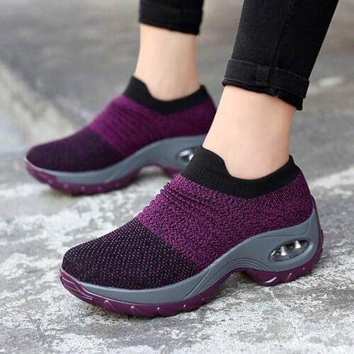 2020 Women Sneakers Vulcanized Shoes Sock Sneakers Women Summer Slip On Flat Shoes Women Plus Size Loafers Walking Flat