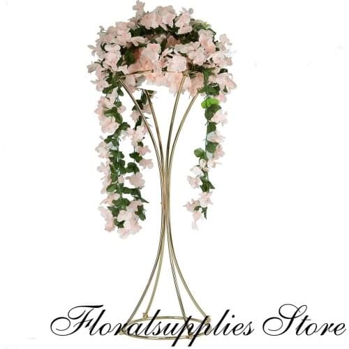 10PCS Gold metal Flower Stand 82CM Metal Road Lead Wedding Centerpiece Flowers Rack For Event Party Home Decoration