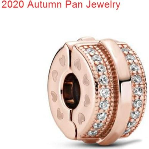 2020 Autumn 925 Sterling Silver Beads Rose Gold Clip Charm Fit Original Pan Bracelets Women DIY Student Gift