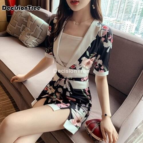 2021 women sexy japan satin kimono yukata with obi japanese traditional lady cosplay costume elegant floral performance dress