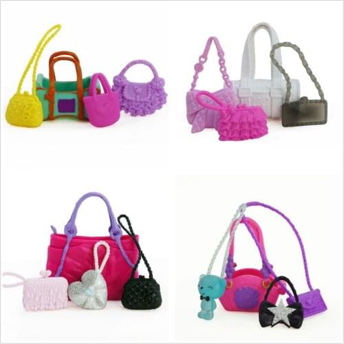 4 Pcs Cute Bags Colorful Shoulder Handbag Doll Accessories For Barbie Doll Baby Girl Kids Toy Gift MAR-20