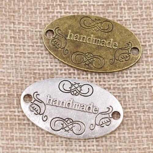 50pcs Vintage Handmade Metal Labels For Women Garment Bag Shoes Handmade Craft Tags DIY Apparel Sewing Labels Accessories