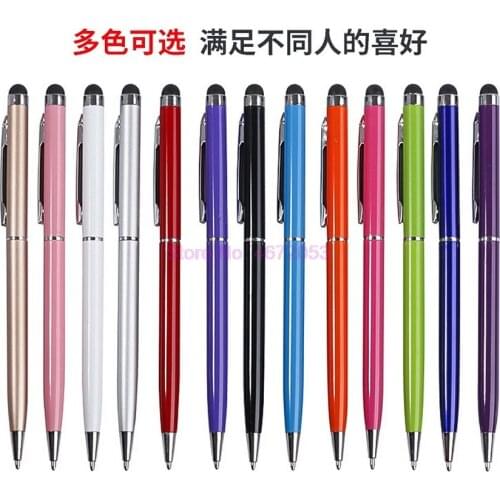 500pcs Mini Metal Universal Touch Screen Stylus Roller Ballpoint Pen 2 In 1 For iPhone iPad Samsung Galaxy Tablet PC phone