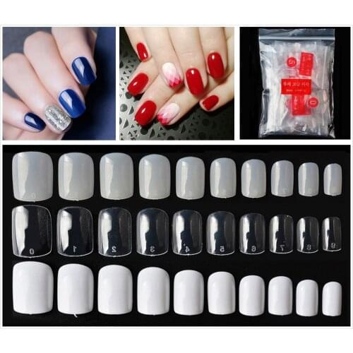 500pcs/pack Short Square False Nails Tips 10 Sizes Full Cover Fake Nail Tips Press On Nails French Acrylic Nail Art Salon Tips
