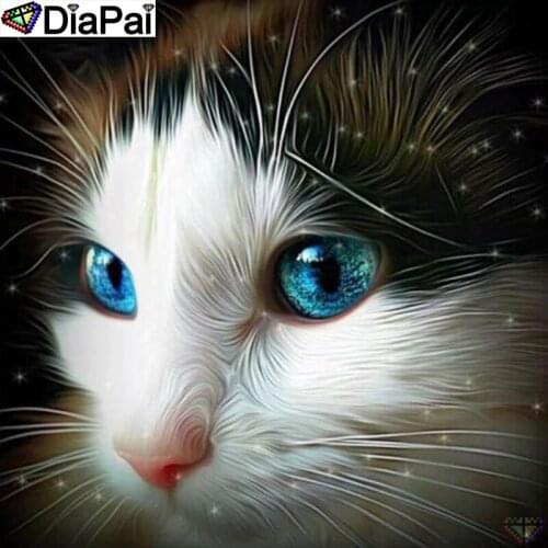 DiaPai Diamond Painting 5D DIY 100% Full Square/Round Drill "Animal cat" Diamond Embroidery Cross Stitch 3D Decor A23378