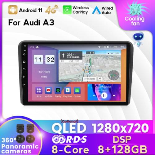 MEKEDE IPS HD 1280X720 6G+128G Android 11 For Audi A3 8P 2003 - 2013 Car Radio Multimedia Video Player Navigation GPS 2 din dvd