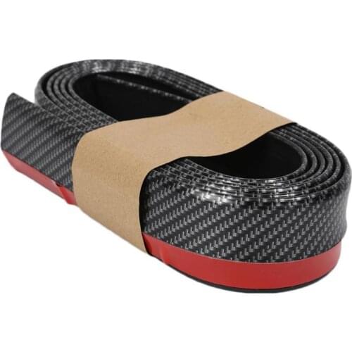 Car Door Bumper Spoiler Protector Guard Splitter 2.5m Carbon Fiber Rubber Anti-collision Anti-scratch Strip Sticker Black Univer