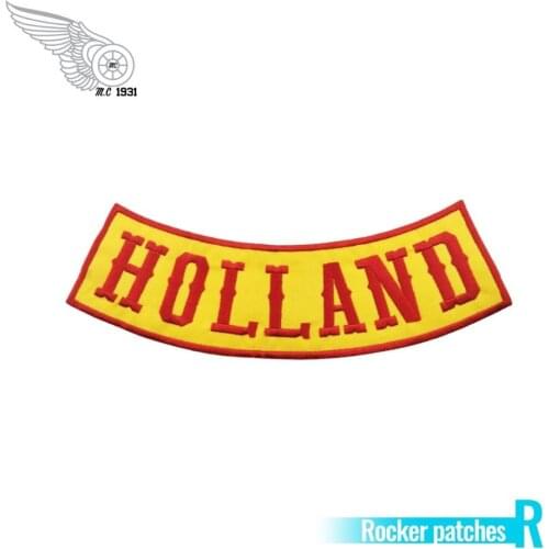 Bandidos Outlaw Holland Rocker Patches Iron On Back of Jacket Patch Yellow twill fabric Free Shipping DIY Eco-Friendly Custom