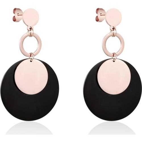 High Quality Titanium Steel Plated Black Large Circle Plated Rose Gold Small Circle Earrings For Women Beautiful Earrings Gift