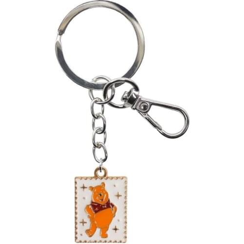 Disney Pooh Bear Card Key Chain Pendant Simple Cartoon Accessories School Bag Hanging Jewelry Key Ring Buckle