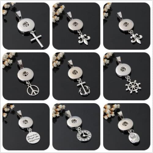 Hot sale XL5019-XL5027 Simple Lovely Cross Peace chain snap necklace 50cm fit 18mm snap buttons fashion snap jewelry