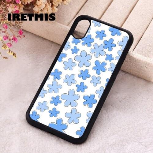 Iretmis 5 5S SE 2020 Phone Cover Case for iPhone 6 6S 7 8 Plus X Xs XR 11 12 Mini Pro Max Silicone TPU Blue flowers pattern