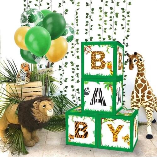 Decorations Safari Jungle Animals Balloon Box for Gender Reveal Party Supplies Birthday Party Blocks Decorations