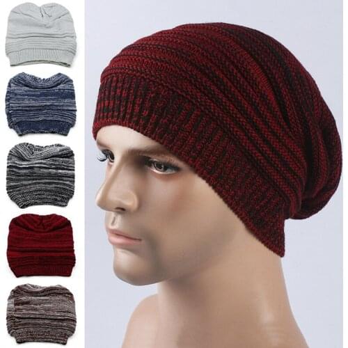 Two-color multi-layer fold mixed color woolen hat for men and women autumn and winter warm hooded outdoor explosive knitted hat