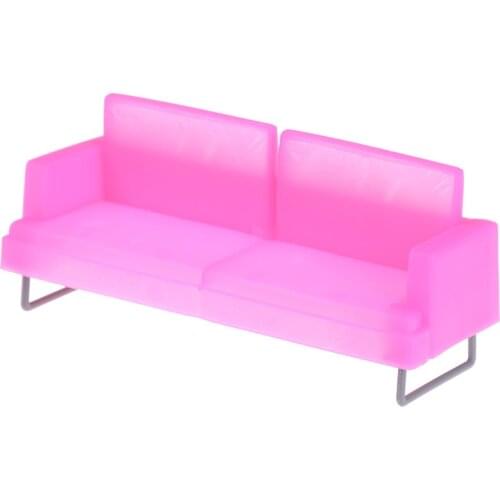 Doll House Sofa Miniature For Barbie Deluxe Pink Plastic Sofa Chair For Barbie Doll Accessories Doll House Decoration