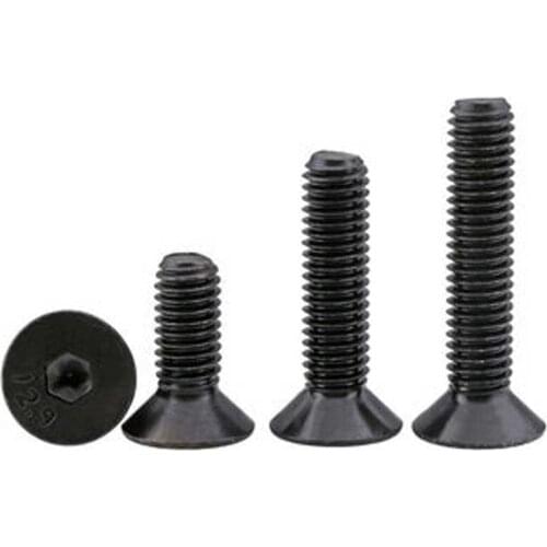 M16 M20 Hex socket Screw Countersunk head Screws Allen Flat head Bolts 10.9 Grade Black 1PCS