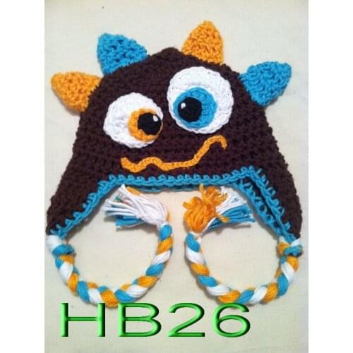 Cute series Baby Hat , Handmade Newborn Baby Croche beanie cartoon Hat in dark brown christmas gift