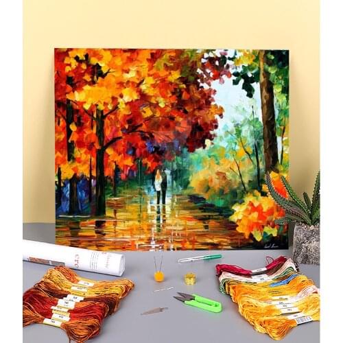 Autumn Date Pre-Printed 11CT Cross-Stitch DIY Embroidery Complete Kit DMC Threads Needlework Handiwork Knitting Hobby Magic