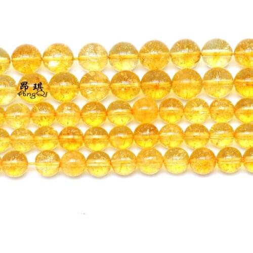 Natural Stone Crack Dyed Yellow Color Crystal Round Loose Beads 6-12mm Pick Size Spacer Beads For Jewelry Making DIY Bracelet