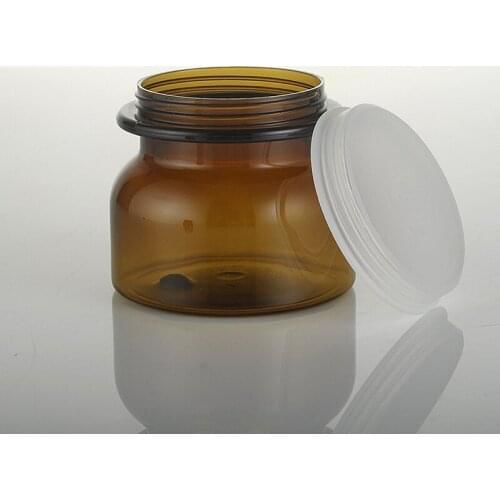 New arrival 40pcs 180ml round brown empty Plastic Cream mask PET bottle jars containers for cosmetic packaging bath salt jar