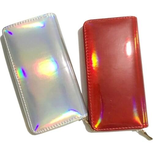 New Laser Holographic Wallet Women Long Purse Card Holder Female Clutch Women Wallets Purses Portfel Zip Phone Pocket Carteira