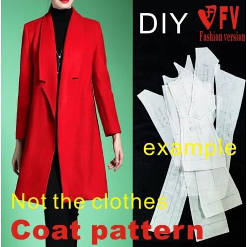 New style womens mid-length woolen coat pattern garment cutting design drawing BFY-202