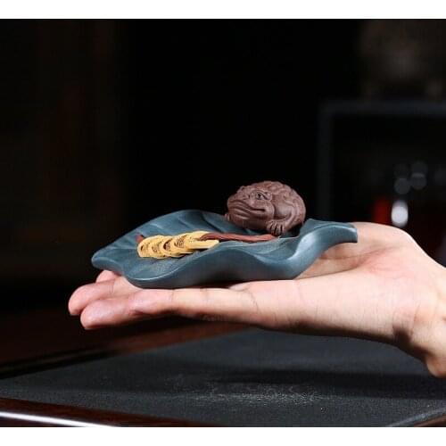 Wholesale pet yixing purple clay by hand in plutus spittor tea tray furnishing articles gifts custom LOGO mixed batch