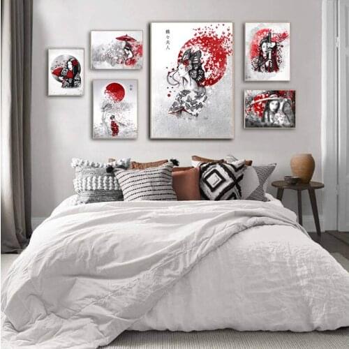 Poster Prints Hot Japanese Zen Ink Bonsa Bushido Samurai Kanji Canvas Art Oil Painting Wall Pictures For Living Room картины