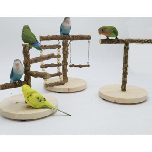 Natural Wood Parrot Playstands Bird Swing Climbing Hanging Ladder Bridge Wood Cockatiel Playground Bird Perches