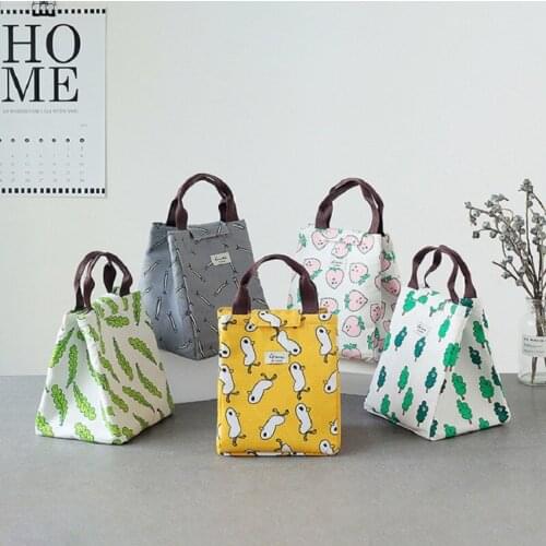 Portable Lunch Bag New Thermal Insulated Lunch Box Tote Cooler Handbag Canvas Picnic Lunch School Food Storage Kids Bento Box
