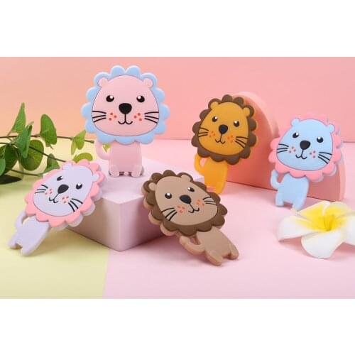 Sunrony 1pcs Lion Baby Teether Rodent BPA Food Free Silicone Teething Nursing Pacifier Teether