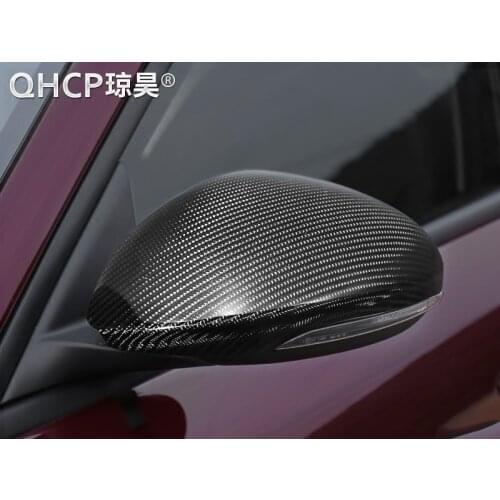 QHCP Carbon Fiber Car Outside Wing Mirror Trim Rearview Mirror Cover For Alfa Romeo Giulia Stelvio FREE SHIPPING